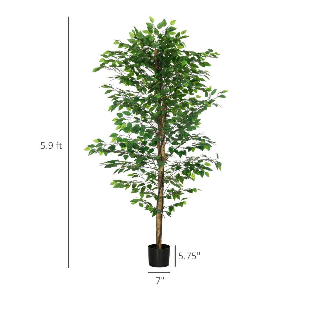 6ft Artificial Tree, Indoor Fake Ficus with Pot, for Home Office Living Room Decor