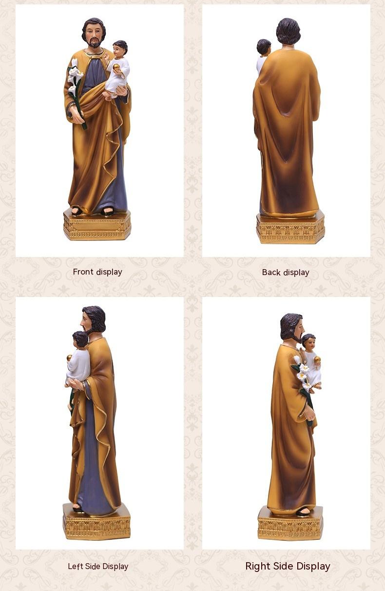 Saint Joseph Statue - Hand-Painted Religious Figurine for Home Decor
