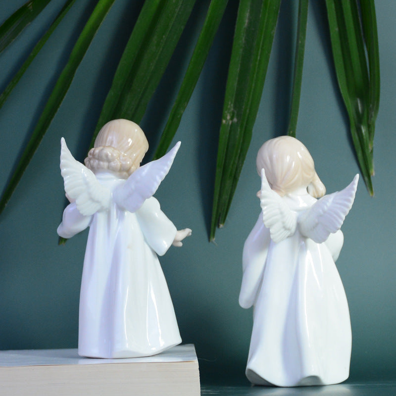 European Porcelain Girl Figurine - Hand-Glazed Ceramic Ornament Decor