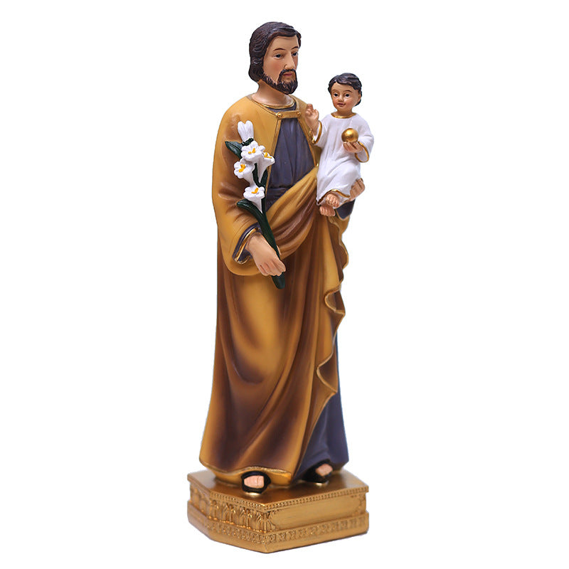 Saint Joseph Statue - Hand-Painted Religious Figurine for Home Decor