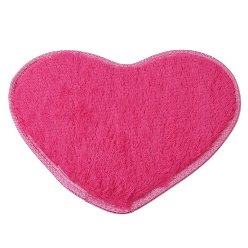 Heart-Shaped Bedroom Rug - Soft Plush Love Floor Mat