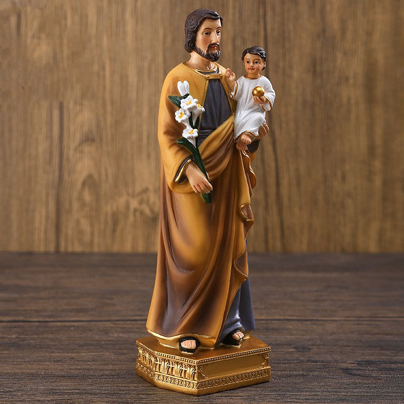 Saint Joseph Statue - Hand-Painted Religious Figurine for Home Decor