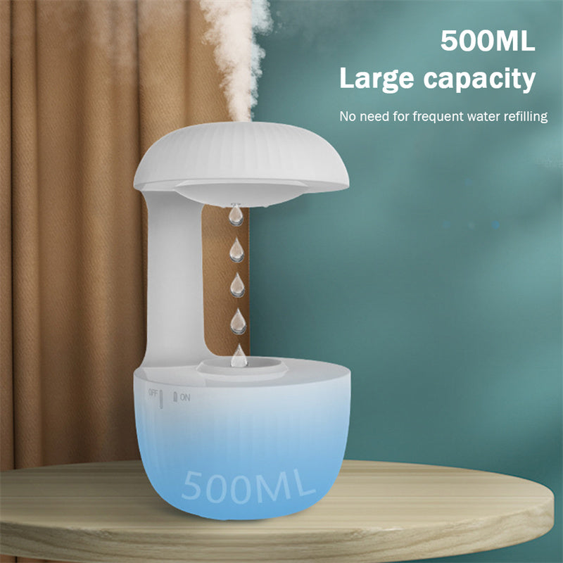 Anti-Gravity Water Drop Humidifier - Levitating Mist Maker with LED Ambiance Light