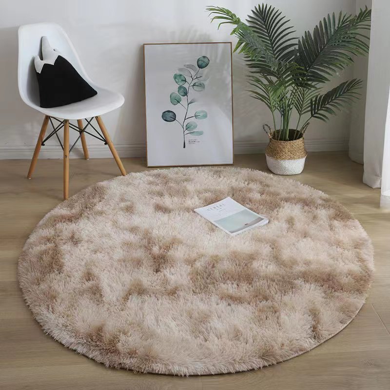 Round Silk Plush Carpet - Soft Luxury Area Rug for Living Room