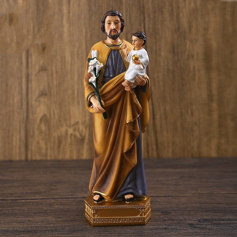 Saint Joseph Statue - Hand-Painted Religious Figurine for Home Decor