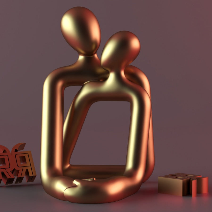 Loving Couple Resin Statue - Modern Romantic Home Decor Figurine for Bedroom & Living Room