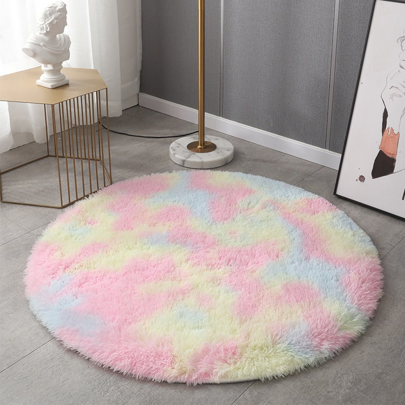 Round Silk Plush Carpet - Soft Luxury Area Rug for Living Room